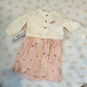Baby Girl Dress with light sweater, NWT 0-3 months, perfect for Spring